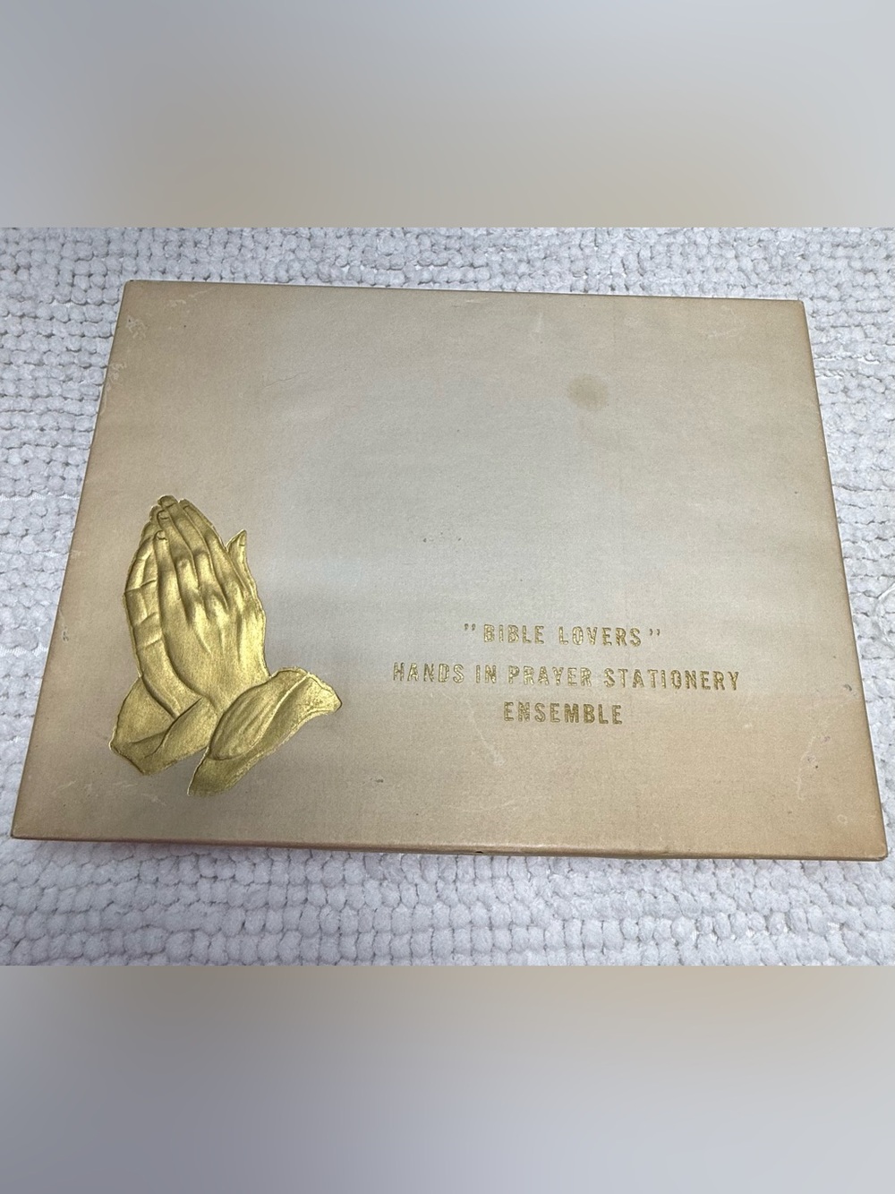 Vintage 1950s Bible Lovers Hands In Prayer Stationery Ensemble Warner Press